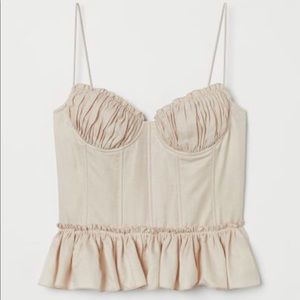 Brock Collection Linen-Blend Corset-Style Top NWT